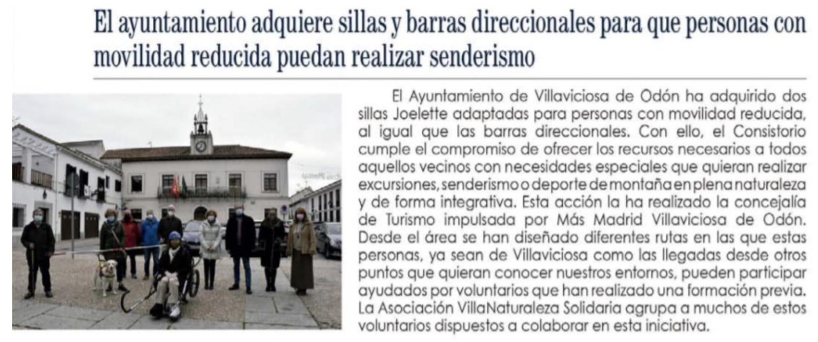 El ayuntamiento de Villaviciosa de Odón adquiere sillas y barras direccionales